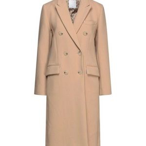 New Sandro women double breasted coat in size 42 camel fully lined